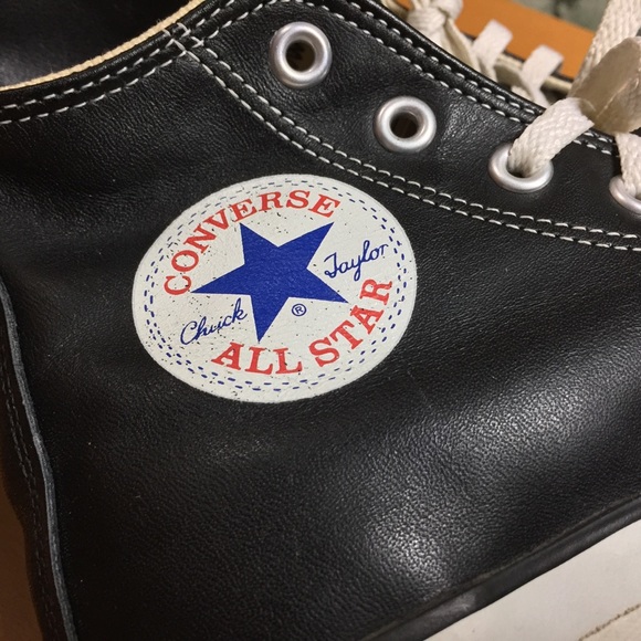 Made in USA Converse Black Leather Size 6.5 - Picture 4 of 15